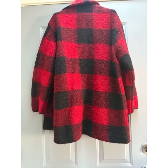 Aritzia Wilfred Free Red Black‎ Plaid Wool Blend Jacket Coat - Picture 11 of 12